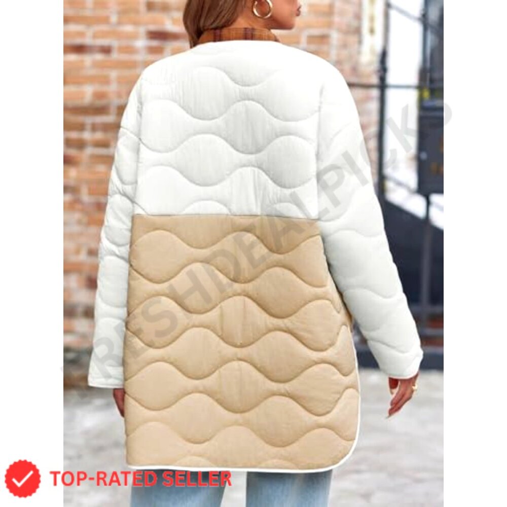 Quilted Lightweight Jacket Mid Length Collarless … - image 5